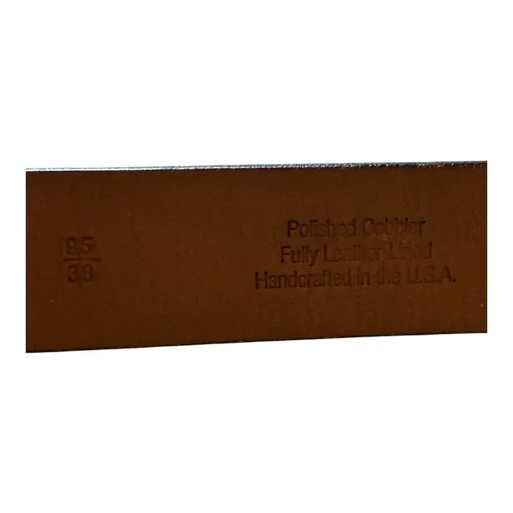 Allen Edmonds Polished Cobbler Leather Belt Brown 38/95 Solid Brass Buckle 42118